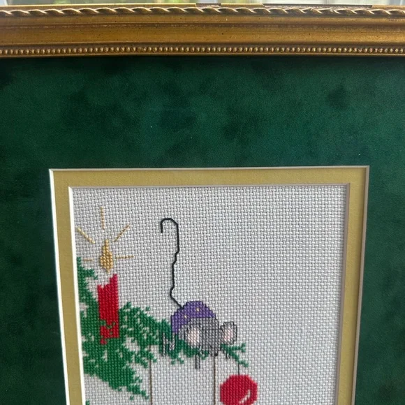 Vintage Christmas cross stitch mice picture - Picture 3 of 5